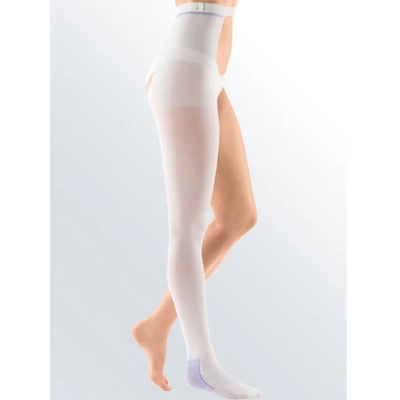 Anti-embolism thigh high stocking with waist attachment and inspection hole  - RIGHT LEG - 18-23 mmHg