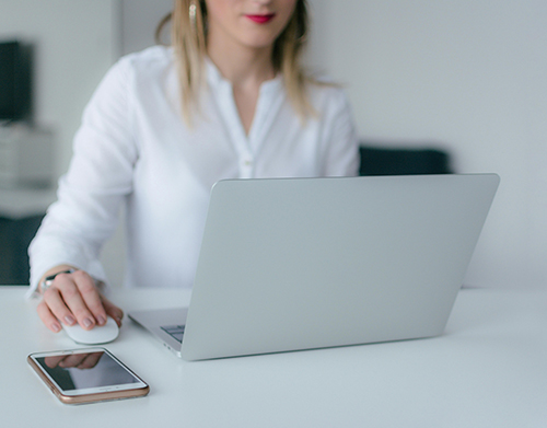 Feature Block Lady Using A Laptop